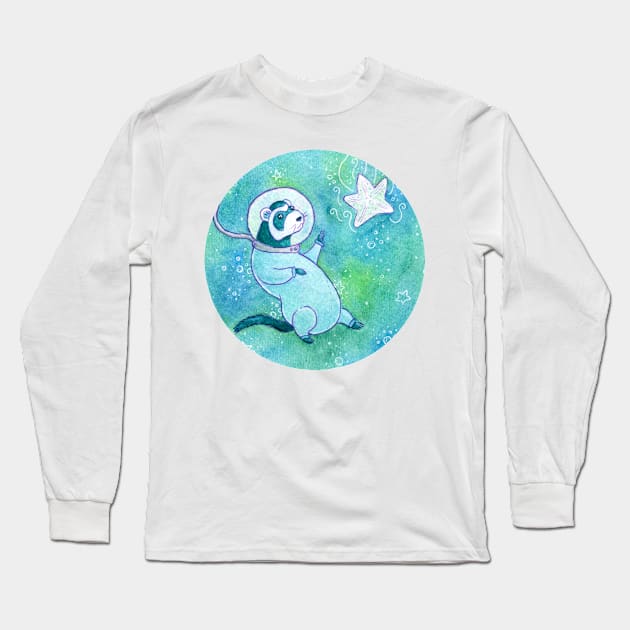 Ocean Ferret Long Sleeve T-Shirt by FairytaleFoxDesigns